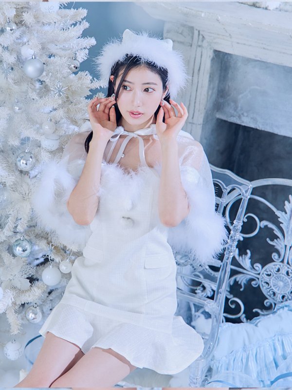 画像32: 【即日発送】【サンタコス 5点セット】【S-Lサイズ/1カラー】ポンチョ付きベアトップマーメイドスカートサンタコスプレ[OF04]