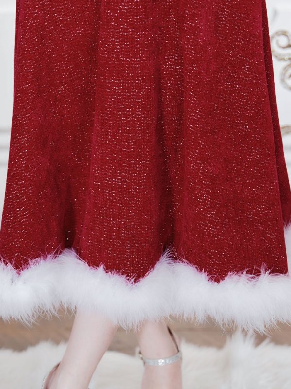 画像34: 【ノベルティ対象】【即日発送！】【サンタコス 5点セット】【S-Lサイズ/1カラー】セットアップ襟付きミディアムサンタコスプレ[YMT]