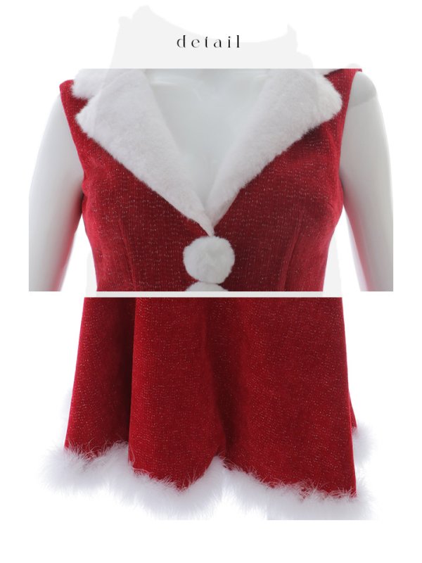 画像36: 【ノベルティ対象】【即日発送！】【サンタコス 5点セット】【S-Lサイズ/1カラー】セットアップ襟付きミディアムサンタコスプレ[YMT]