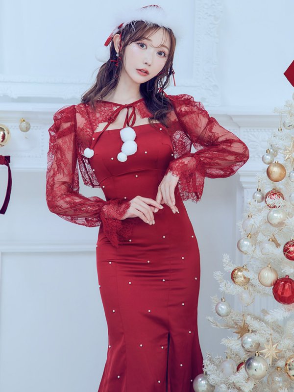 画像13: 【即日発送！】【サンタコス 4点セット】【S-Lサイズ/1カラー】レーストップスミディアムビジューサンタコスプレ[YMT]