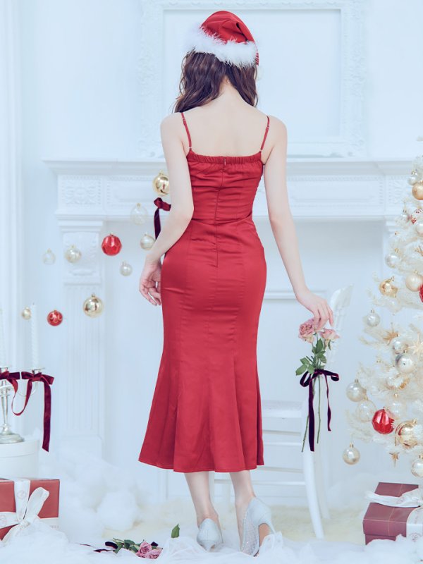 画像6: 【即日発送！】【サンタコス 4点セット】【S-Lサイズ/1カラー】レーストップスミディアムビジューサンタコスプレ[YMT]