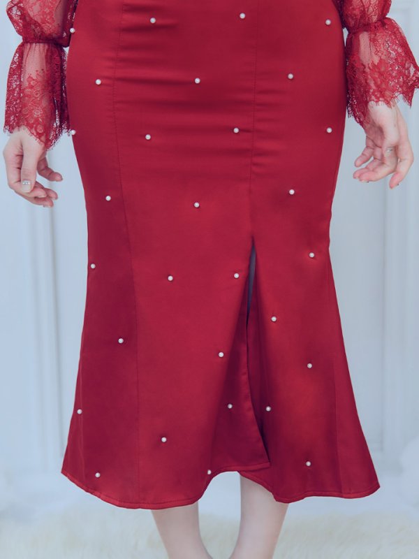 画像8: 【即日発送！】【サンタコス 4点セット】【S-Lサイズ/1カラー】レーストップスミディアムビジューサンタコスプレ[YMT]