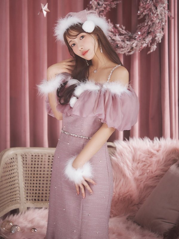 画像11: 【サンタセール！】【サンタコス4点セット】【S-Lサイズ/1カラー】オーガンジーオフショルダーサンタコスプレ[YMT]