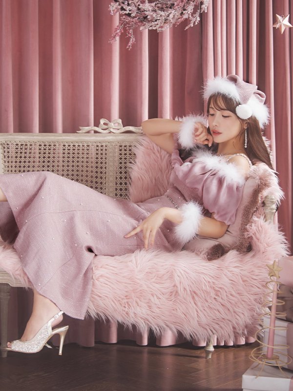 画像12: 【サンタセール！】【サンタコス4点セット】【S-Lサイズ/1カラー】オーガンジーオフショルダーサンタコスプレ[YMT]