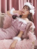 【サンタセール！】【サンタコス4点セット】【S-Lサイズ/1カラー】オーガンジーオフショルダーサンタコスプレ[YMT]