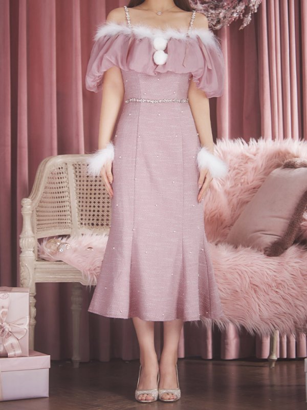 画像4: 【サンタセール！】【サンタコス4点セット】【S-Lサイズ/1カラー】オーガンジーオフショルダーサンタコスプレ[YMT]