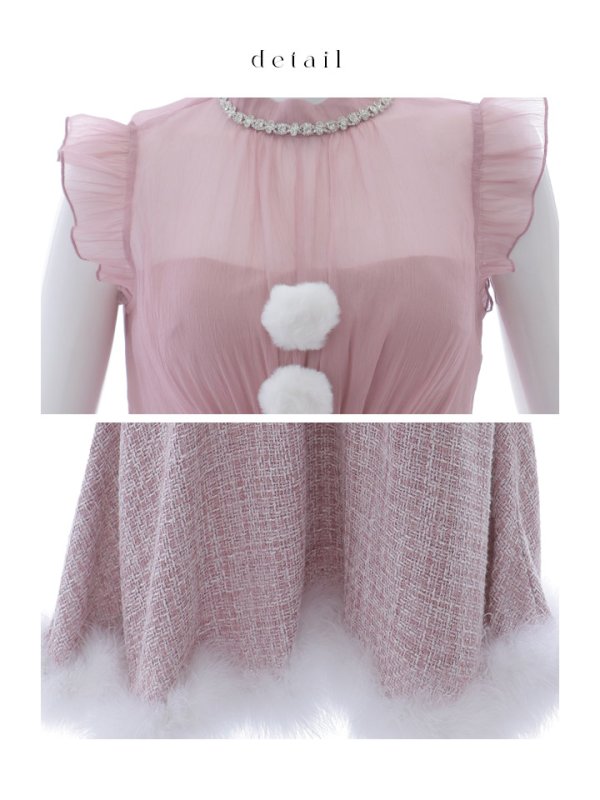 画像21: 【サンタセール！】【サンタコス 4点セット】【S-Lサイズ/1カラー】シースルーツイードサンタコスプレ[YMT]