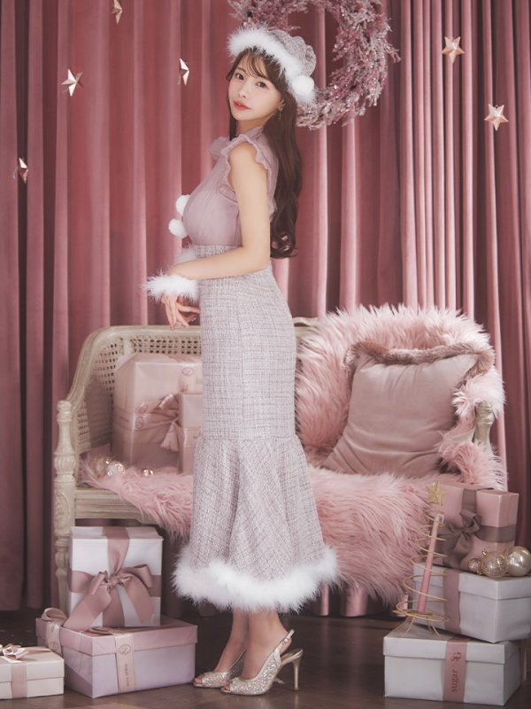 画像3: 【サンタセール！】【サンタコス 4点セット】【S-Lサイズ/1カラー】シースルーツイードサンタコスプレ[YMT]