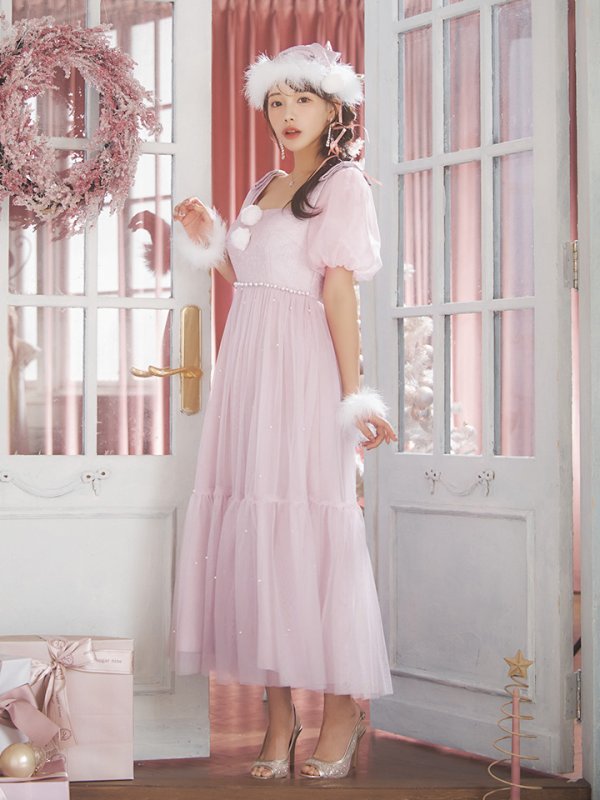 画像13: 【サンタセール！】【サンタコス4点セット】【S-Lサイズ/1カラー】ジャガードチュールサンタコスプレ[YMT]