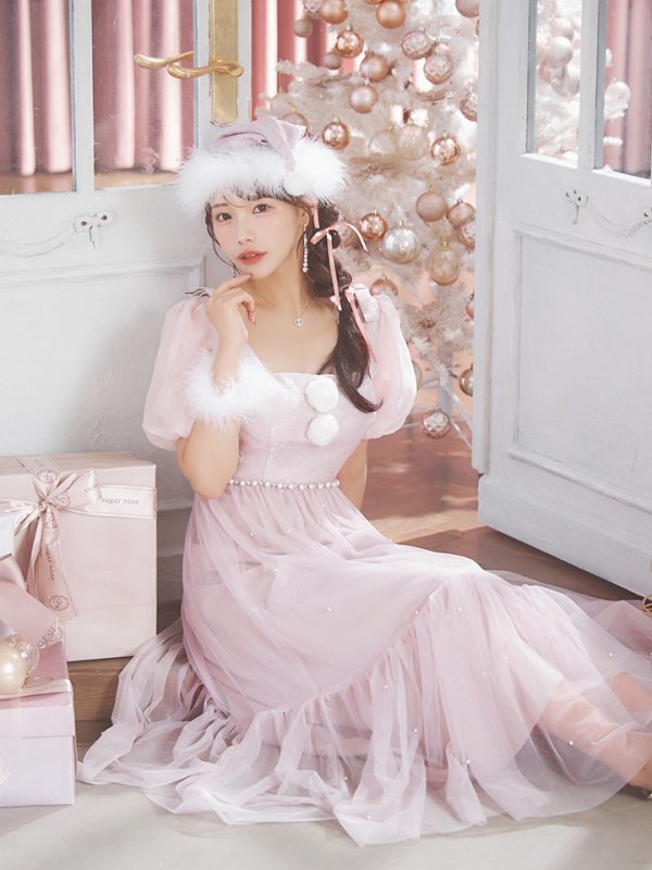 画像9: 【サンタセール！】【サンタコス4点セット】【S-Lサイズ/1カラー】ジャガードチュールサンタコスプレ[YMT]