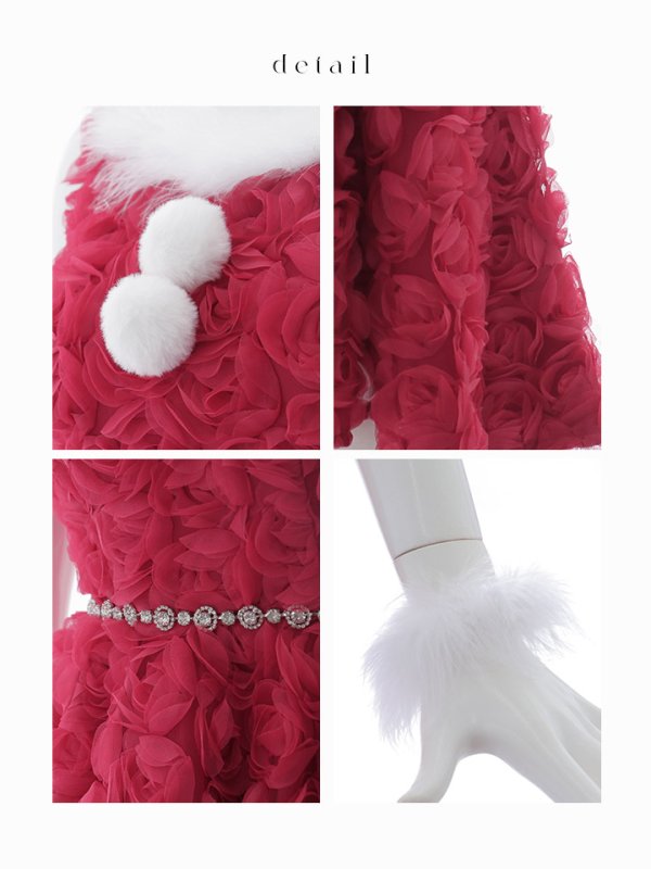 画像45: 【ノベルティ対象】【即日発送！】【サンタコス 4点セット】【S-Mサイズ/2カラー】立体ローズショートインスカートサンタコスプレ[OF04]