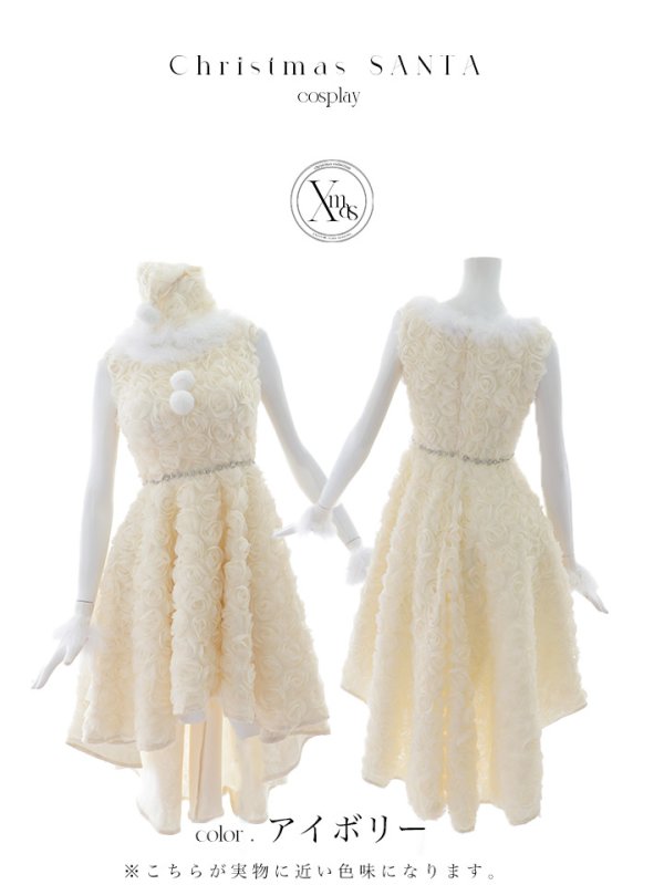 画像44: 【ノベルティ対象】【即日発送！】【サンタコス 4点セット】【S-Mサイズ/2カラー】立体ローズショートインスカートサンタコスプレ[YMT]