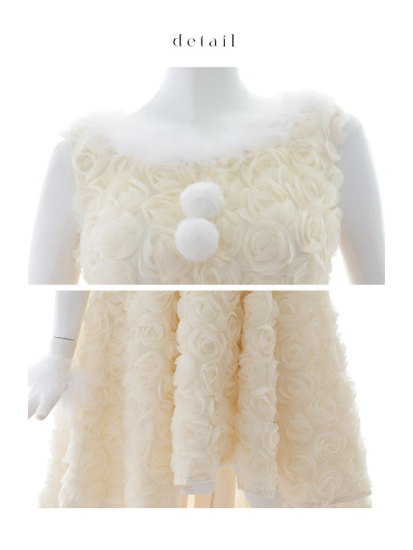 画像45: 【ノベルティ対象】【即日発送！】【サンタコス 4点セット】【S-Mサイズ/2カラー】立体ローズショートインスカートサンタコスプレ[YMT]