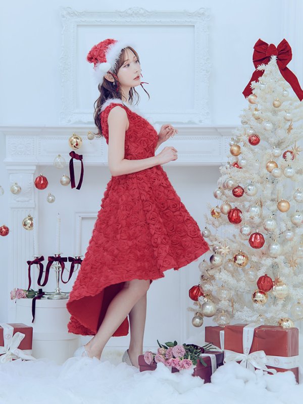 画像34: 【ノベルティ対象】【即日発送！】【サンタコス 4点セット】【S-Mサイズ/2カラー】立体ローズショートインスカートサンタコスプレ[YMT]