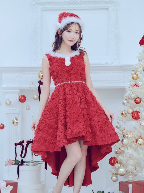 画像36: 【ノベルティ対象】【即日発送！】【サンタコス 4点セット】【S-Mサイズ/2カラー】立体ローズショートインスカートサンタコスプレ[YMT]