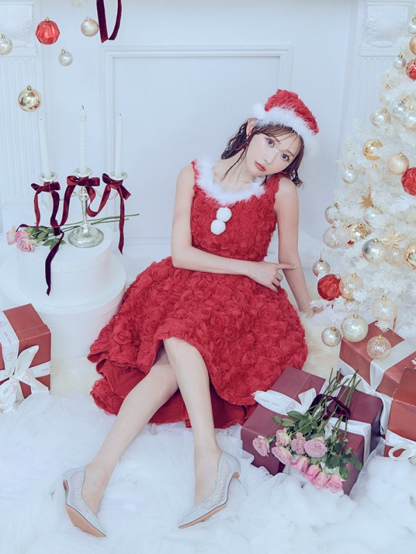 画像39: 【ノベルティ対象】【即日発送！】【サンタコス 4点セット】【S-Mサイズ/2カラー】立体ローズショートインスカートサンタコスプレ[YMT]