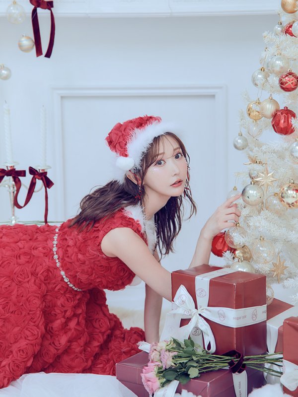 画像40: 【ノベルティ対象】【即日発送！】【サンタコス 4点セット】【S-Mサイズ/2カラー】立体ローズショートインスカートサンタコスプレ[YMT]