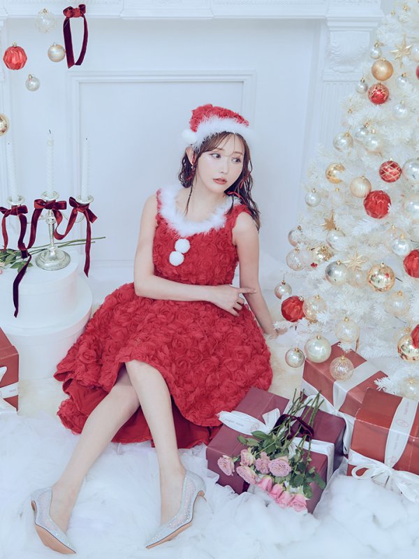 画像41: 【ノベルティ対象】【即日発送！】【サンタコス 4点セット】【S-Mサイズ/2カラー】立体ローズショートインスカートサンタコスプレ[YMT]