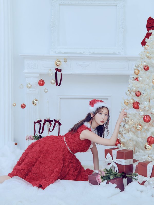 画像43: 【ノベルティ対象】【即日発送！】【サンタコス 4点セット】【S-Mサイズ/2カラー】立体ローズショートインスカートサンタコスプレ[YMT]