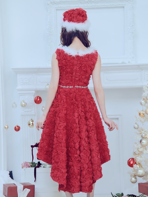 画像27: 【ノベルティ対象】【即日発送！】【サンタコス 4点セット】【S-Mサイズ/2カラー】立体ローズショートインスカートサンタコスプレ[YMT]