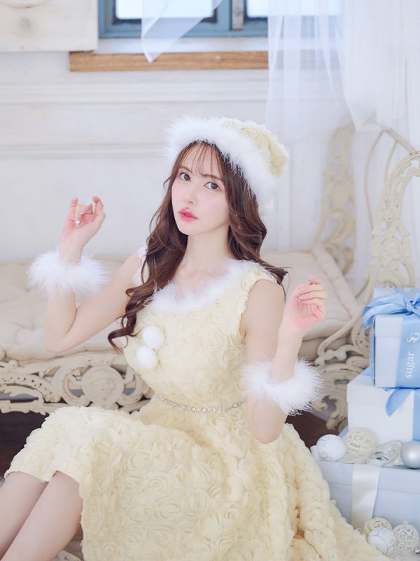 画像12: 【ノベルティ対象】【即日発送！】【サンタコス 4点セット】【S-Mサイズ/2カラー】立体ローズショートインスカートサンタコスプレ[YMT]