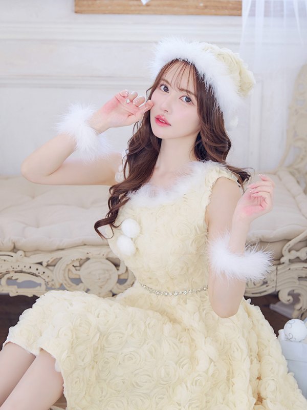 画像9: 【ノベルティ対象】【即日発送！】【サンタコス 4点セット】【S-Mサイズ/2カラー】立体ローズショートインスカートサンタコスプレ[YMT]