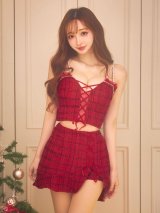 【即日発送】【サンタ】真優川咲ちゃんコラボバストクロスチェックツイードサンタコスプレ【コスプレ5点セット】【XS-Mサイズ/1カラー】[OF03]