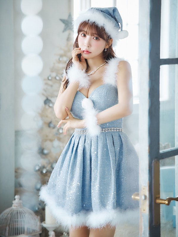 画像7: 【一部予約商品/11月中旬発送予定】【サンタコス 4点セット】【XS-XLサイズ/3カラー】ラメツイードミニワンピースサンタ[YMT]