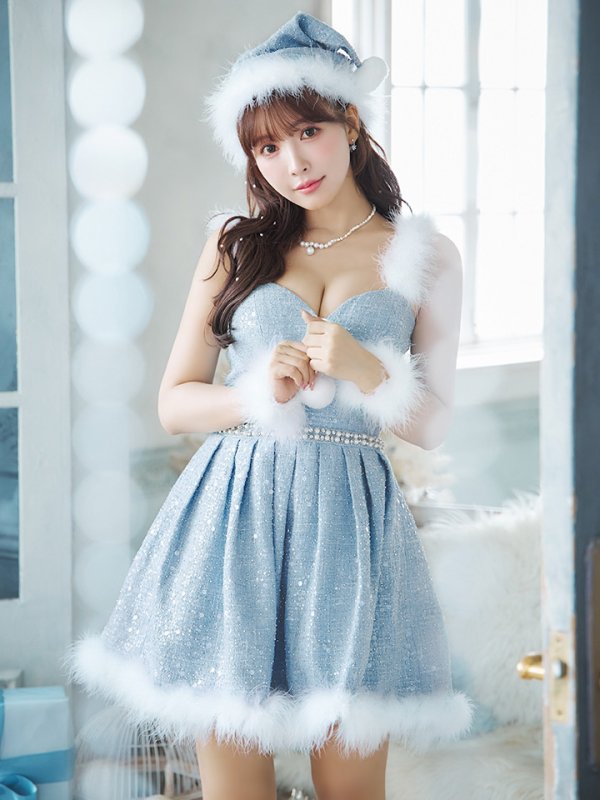 画像9: 【一部予約商品/11月中旬発送予定】【サンタコス 4点セット】【XS-XLサイズ/3カラー】ラメツイードミニワンピースサンタ[YMT]