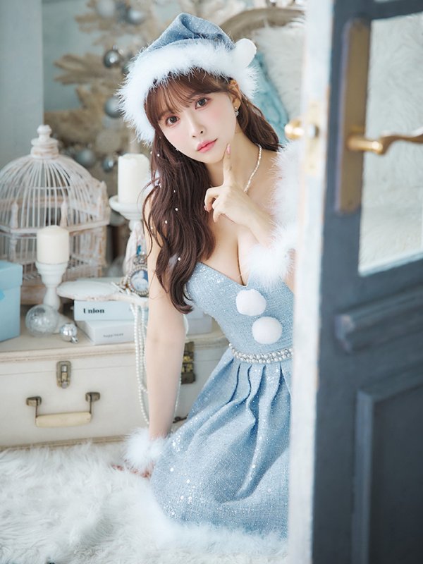 画像10: 【一部予約商品/11月中旬発送予定】【サンタコス 4点セット】【XS-XLサイズ/3カラー】ラメツイードミニワンピースサンタ[YMT]