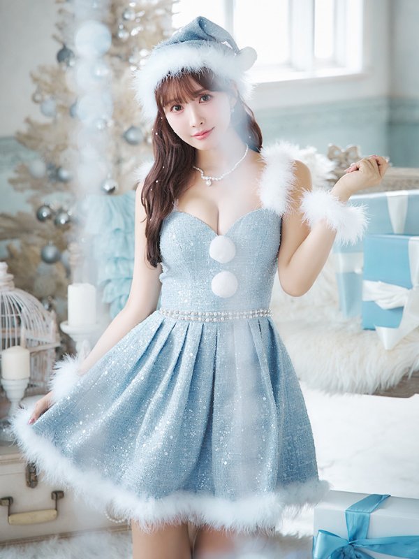 画像13: 【一部予約商品/11月中旬発送予定】【サンタコス 4点セット】【XS-XLサイズ/3カラー】ラメツイードミニワンピースサンタ[YMT]