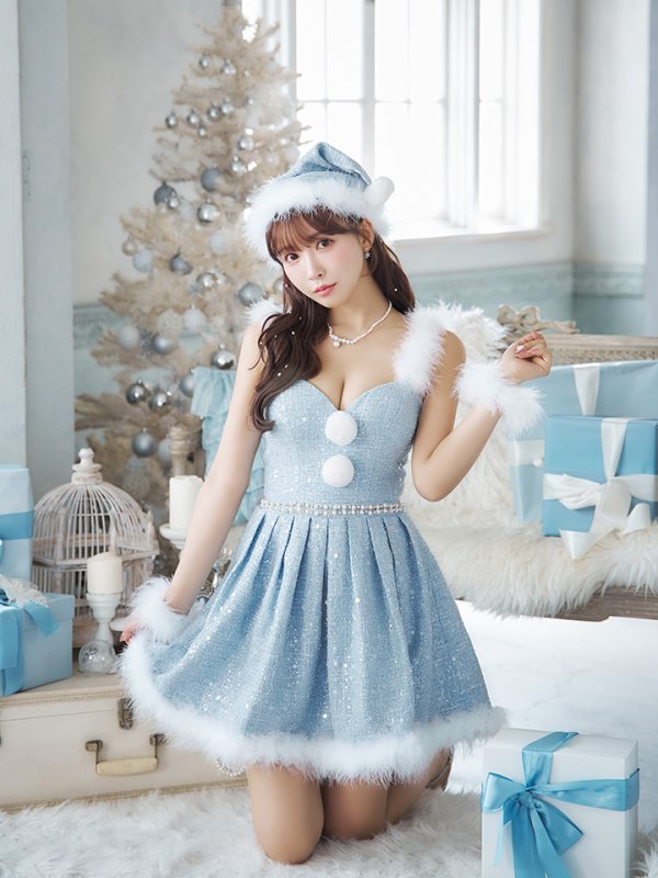 画像14: 【一部予約商品/11月中旬発送予定】【サンタコス 4点セット】【XS-XLサイズ/3カラー】ラメツイードミニワンピースサンタ[YMT]