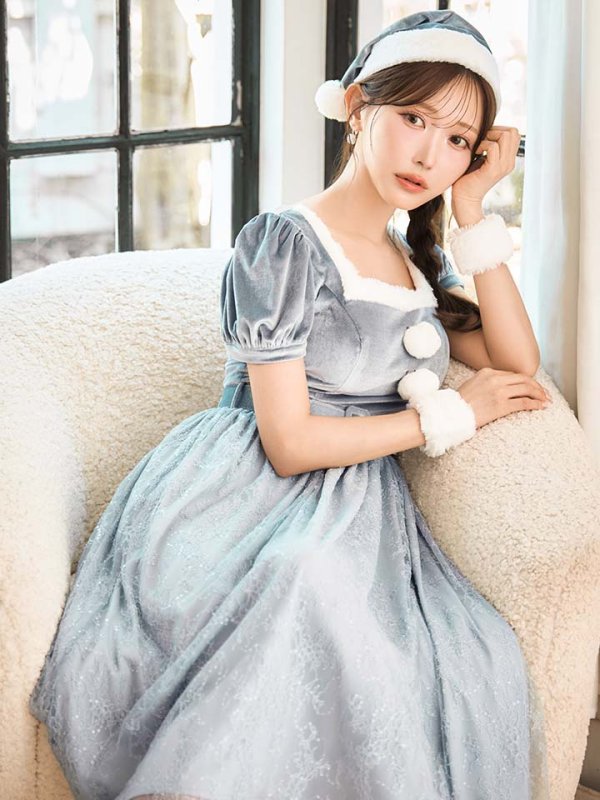 画像3: 【サンタセール！】【サンタコス 5点セット】【S-Mサイズ/2カラー】ベロアワンピースサンタ[OF01]