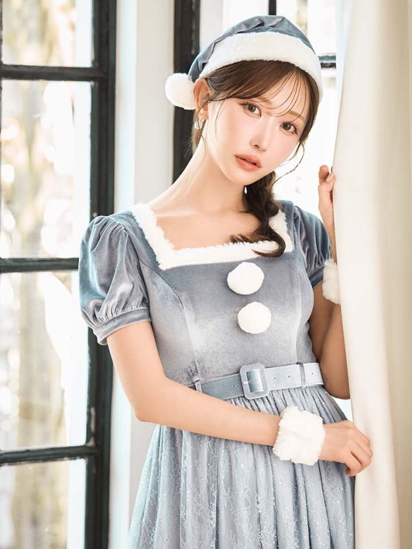 画像20: 【サンタセール！】【サンタコス 5点セット】【S-Mサイズ/2カラー】ベロアワンピースサンタ[OF01]