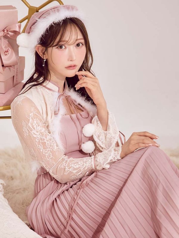 画像1: 【ノベルティ対象】【即日発送！】【サンタコス 4点セット】【S-Lサイズ/1カラー】ボレロ付きワンピースサンタ[OF01]