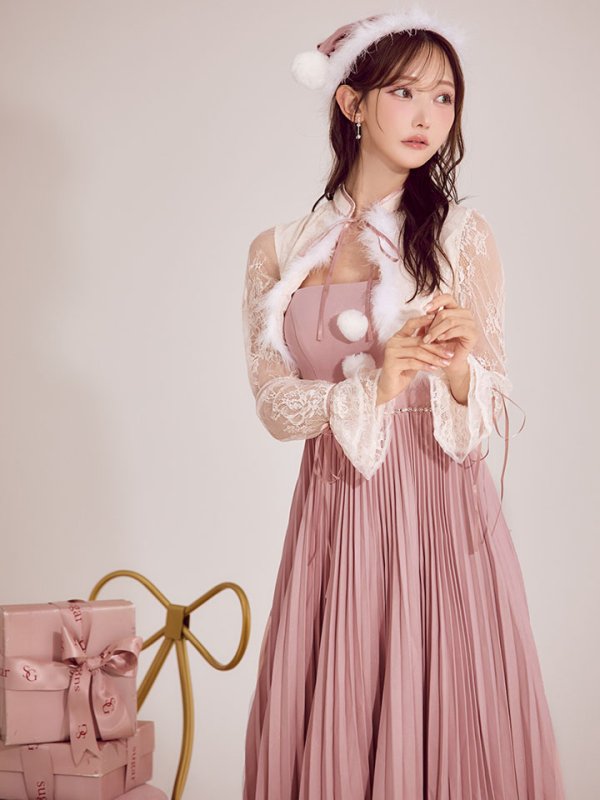 画像17: 【ノベルティ対象】【即日発送！】【サンタコス 4点セット】【S-Lサイズ/1カラー】ボレロ付きワンピースサンタ[OF01]