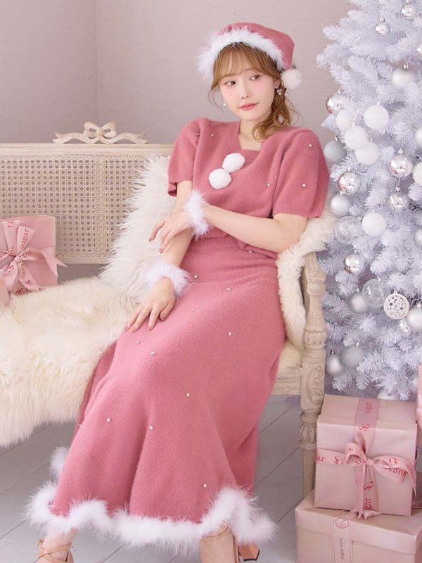 画像17: 【サンタセール！】【サンタコス 5点セット】【S-Lサイズ/2カラー】ビジューニットワンピースサンタコスプレ[OF01]