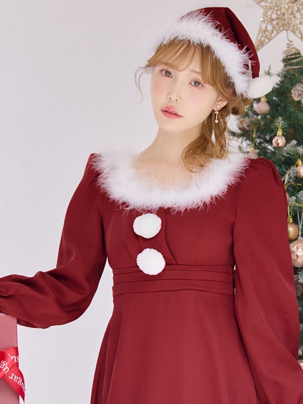 画像15: 【ノベルティ対象】【即日発送】【サンタコス 4点セット】【S-Lサイズ/2カラー】バックリボンフレアワンピースサンタコスプレ[OF01]