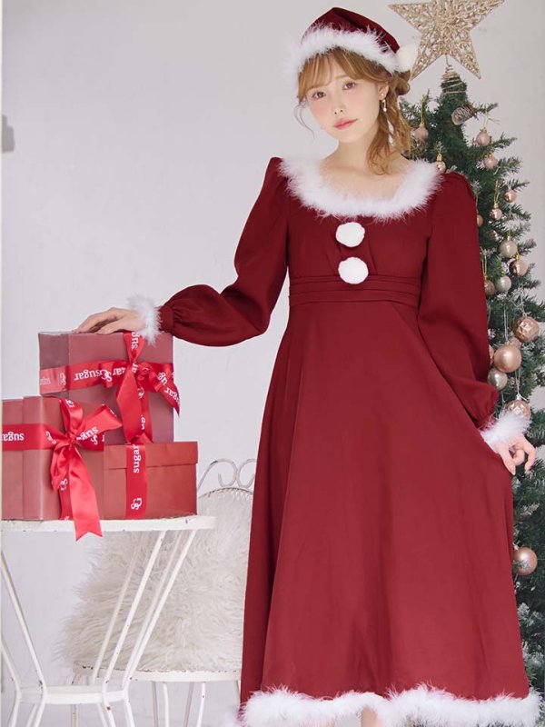 画像18: 【ノベルティ対象】【即日発送】【サンタコス 4点セット】【S-Lサイズ/2カラー】バックリボンフレアワンピースサンタコスプレ[OF01]