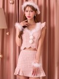 【サンタSALE!!】【即日発送】ツイード/ セットアップ/ マーメイドフレアミニドレスサンタ【sugar nine サンタコス 5点セット】【XS-Mサイズ/4カラー】[HC03]