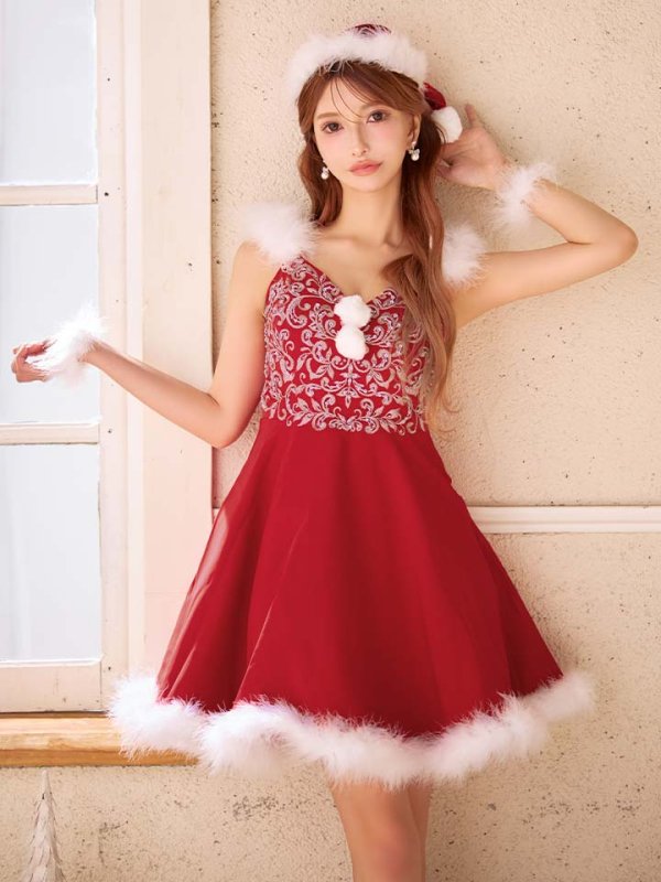 画像5: 【サンタセール！】高級ライン☆ゴージャスビジュー刺繍フレアサンタ【sugar nine サンタコス 4点セット】【S-Mサイズ/1カラー】[OF04]