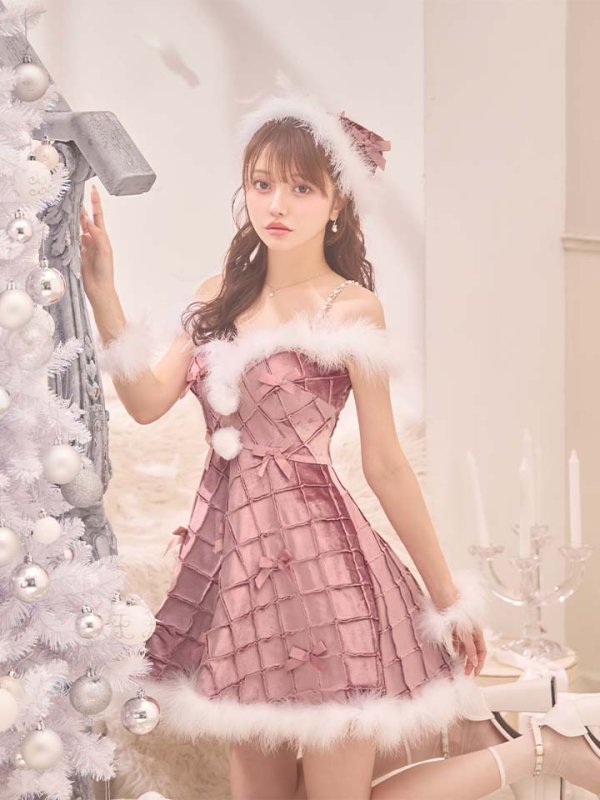 画像7: 【即日発送！】【サンタコス 4点セット】【XS-XLサイズ/2カラー】リボンモチーフパールショルダーフレアサンタ[OF04]