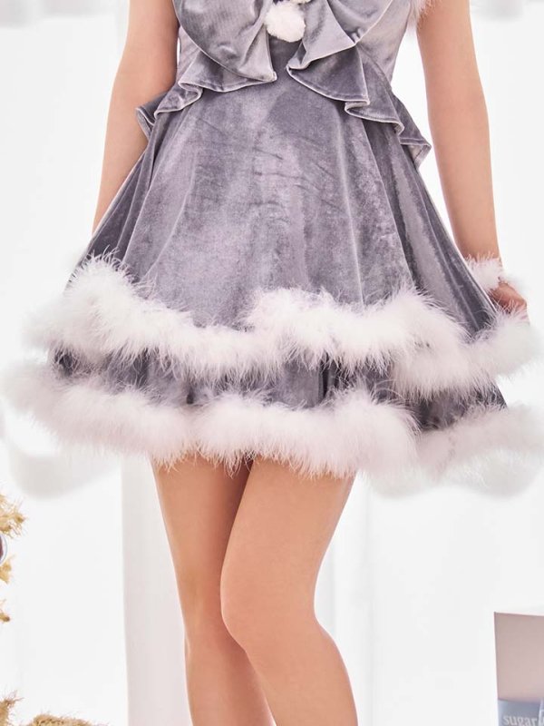 画像38: 【即日発送！】【サンタコス 4点セット】【XS-Lサイズ/4カラー】フロントビッグリボンオフショルフレアサンタ[OF04]