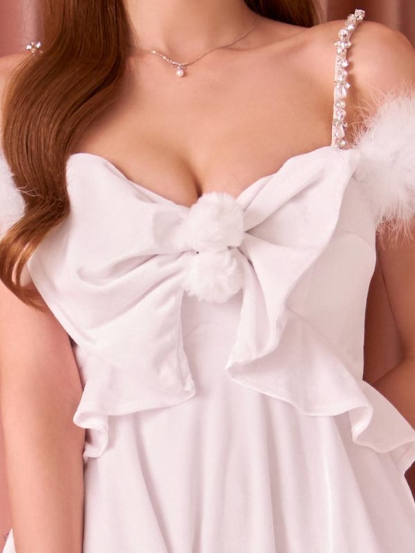 画像34: 【即日発送！】【サンタコス 4点セット】【XS-Lサイズ/4カラー】フロントビッグリボンオフショルフレアサンタ[OF04]