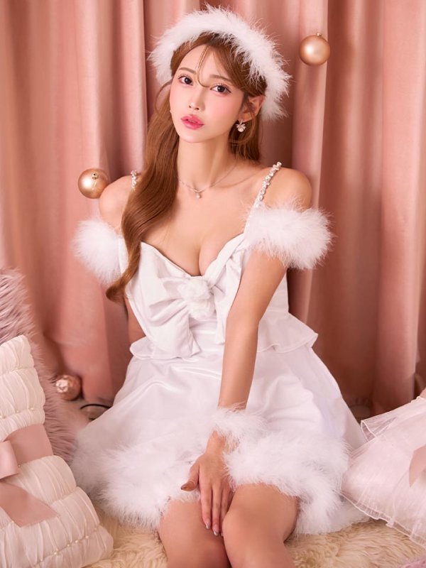 画像24: 【即日発送！】【サンタコス 4点セット】【XS-Lサイズ/4カラー】フロントビッグリボンオフショルフレアサンタ[OF04]