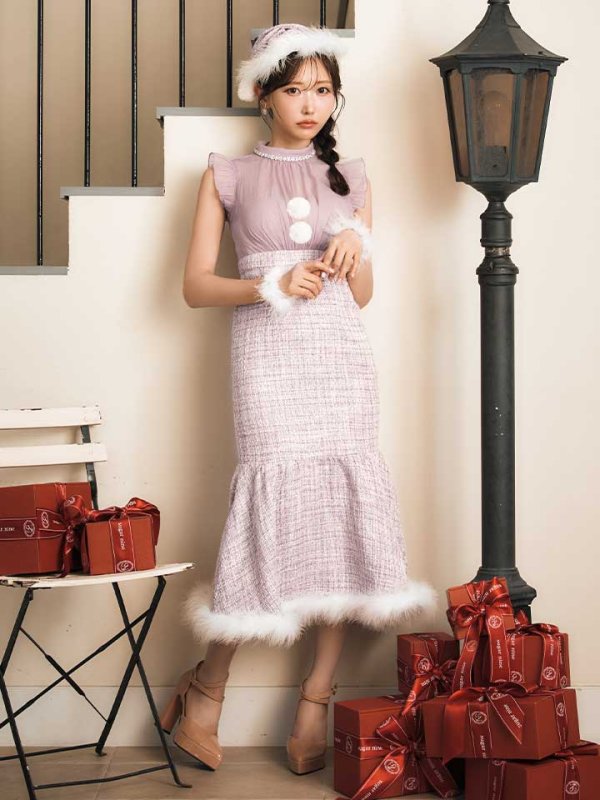 画像13: 【サンタセール！】【サンタコス 4点セット】【S-Lサイズ/1カラー】シースルーツイードサンタコスプレ[OF04]