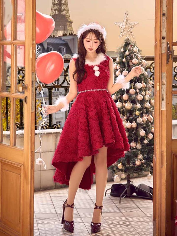 画像16: 【ノベルティ対象】【即日発送！】【サンタコス 4点セット】【S-Mサイズ/2カラー】立体ローズショートインスカートサンタコスプレ[OF04]