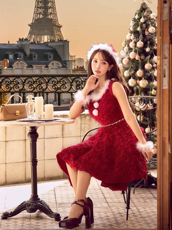 画像21: 【ノベルティ対象】【即日発送！】【サンタコス 4点セット】【S-Mサイズ/2カラー】立体ローズショートインスカートサンタコスプレ[OF04]