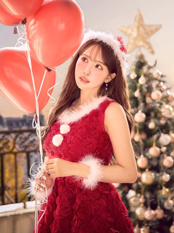 画像25: 【ノベルティ対象】【即日発送！】【サンタコス 4点セット】【S-Mサイズ/2カラー】立体ローズショートインスカートサンタコスプレ[OF04]