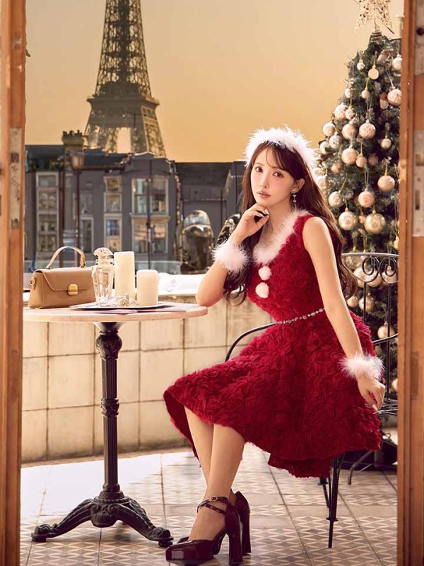 画像12: 【ノベルティ対象】【即日発送！】【サンタコス 4点セット】【S-Mサイズ/2カラー】立体ローズショートインスカートサンタコスプレ[OF04]